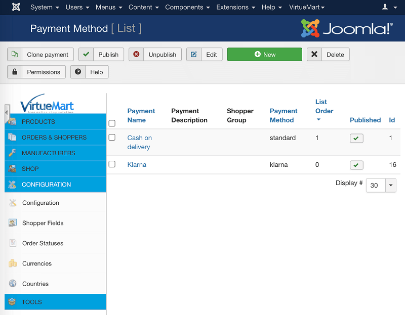 Payment methods